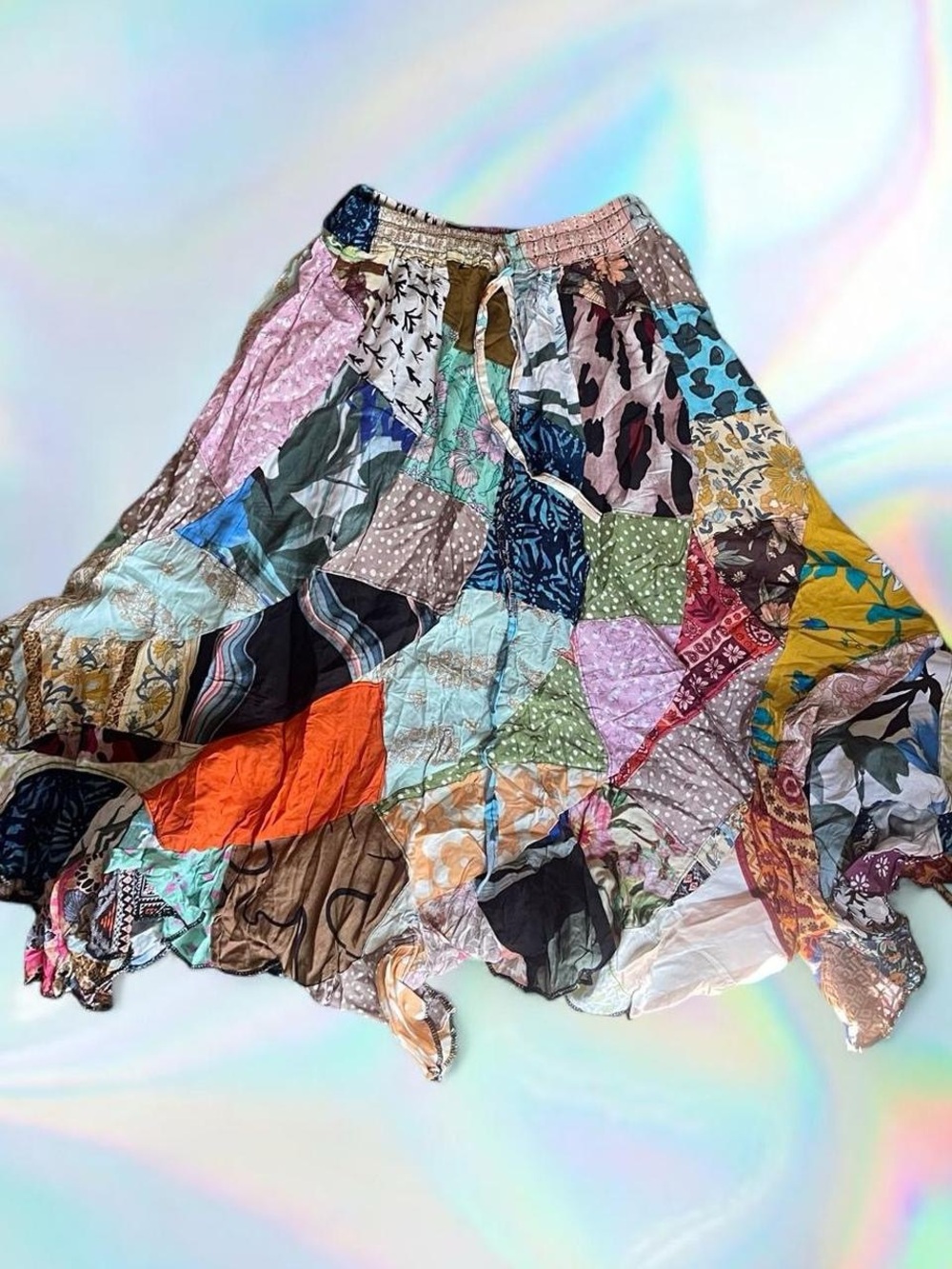 Boho Patchwork Midi Skirt - Multicolor